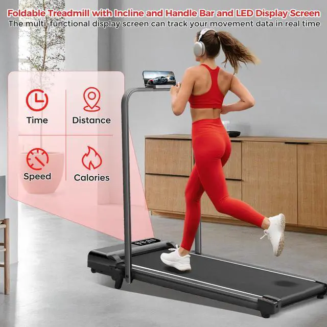 Alt view image 4 of 7 - Compact Walking Pad with Handle Bar and Incline, 3.0HP Portable Walking Pads Treadmills with Handles for Home Small, 0.6-6.2MPH Electric Small Under The DeskTreadmill for Small Spaces, 320LB Capacity