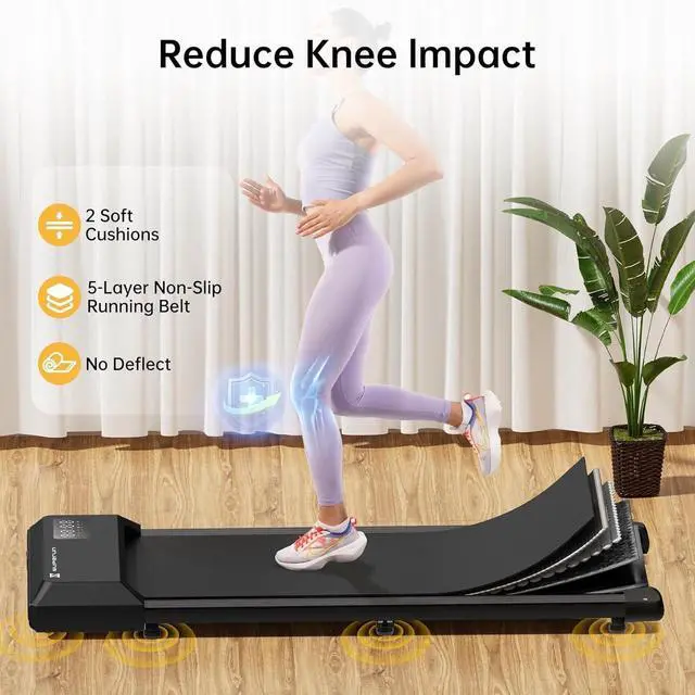 Alt view image 2 of 7 - Walking Pad, Under Desk Treadmill for Home Office, LED Display, 2.5 HP Quiet Walking Jogging MachineNo-Assembly Walking pad Treadmill with APP and Remote Control, 250 lbs Capacity