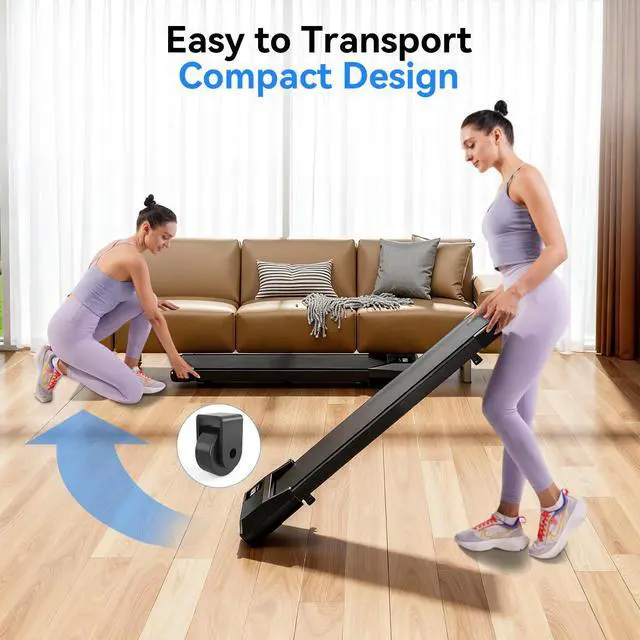 Alt view image 5 of 7 - Walking Pad, Under Desk Treadmill for Home Office, LED Display, 2.5 HP Quiet Walking Jogging MachineNo-Assembly Walking pad Treadmill with APP and Remote Control, 250 lbs Capacity