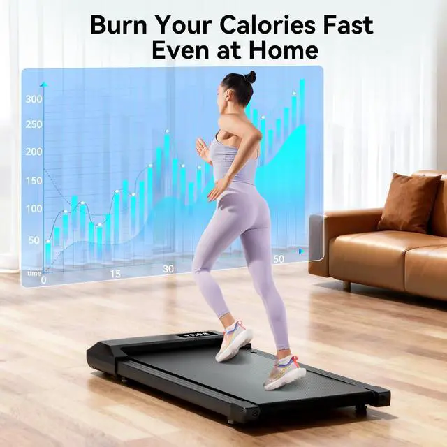 Alt view image 6 of 7 - Walking Pad, Under Desk Treadmill for Home Office, LED Display, 2.5 HP Quiet Walking Jogging MachineNo-Assembly Walking pad Treadmill with APP and Remote Control, 250 lbs Capacity