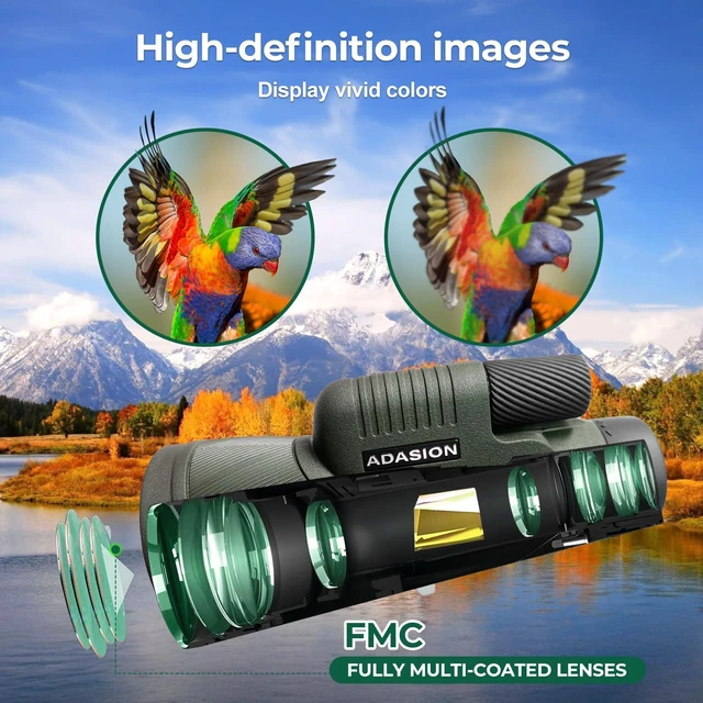 Alt view image 3 of 7 - 12x56 Monoculars for Adults High Powered, Phone Adapter & Tripod Large BAK4 Prism & FMC Lens, IPX7 Waterproof, Monocular Telescope for Birdwatching, Hunting, Travel, Wildlife, Hiking, Sports