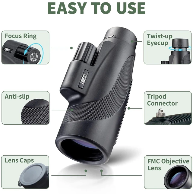 Alt view image 7 of 7 - Titan 12x50 Monocular for Adults High Powered with Phone Adapter BAK4 Prism & FMC Lens, IPX7 Waterproof, Monocular Telescope for Bird Watching, Wildlife Viewing, Travel, Hunting, Sports