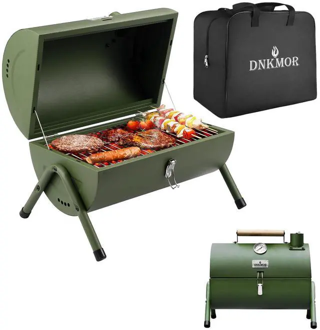 Main image of Portable Charcoal Grill, Tabletop Outdoor Barbecue Smoker, Small BBQ Grill for Outdoor Cooking Backyard Camping Picnics Beach by GREEN
