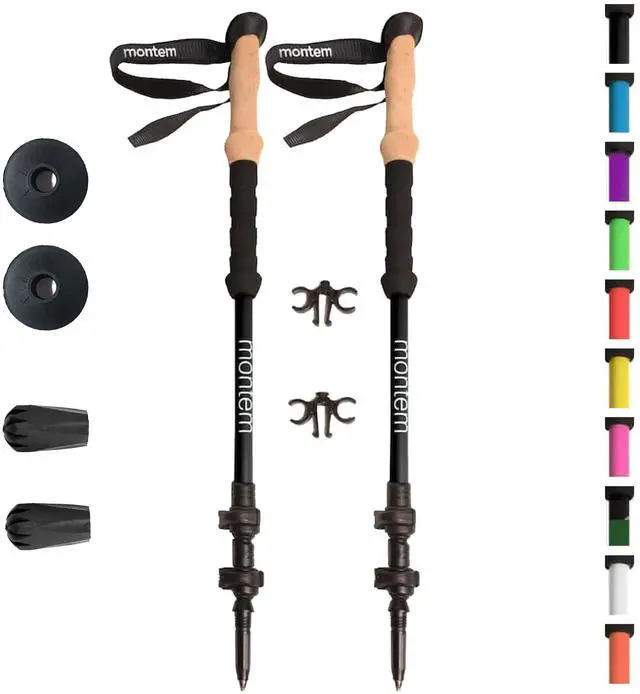 Main image of Ultra Strong Trekking, Walking, and Hiking Poles - One Pair (2 Poles) - Collapsible, Lightweight, Quick Locking, Weather-Resistant and Ultra Durable (Black (EVA Foam Grip))