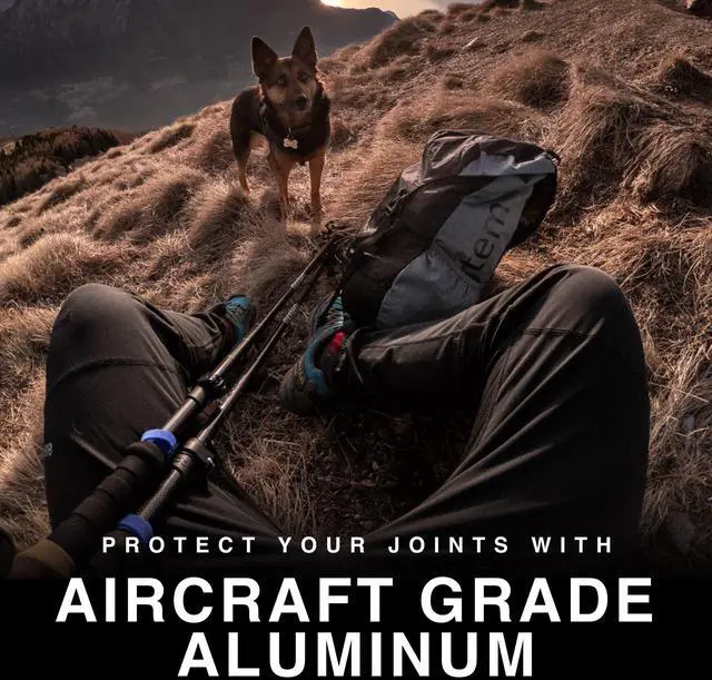 Alt view image 3 of 7 - Ultra Strong Trekking, Walking, and Hiking Poles - One Pair (2 Poles) - Collapsible, Lightweight, Quick Locking, Weather-Resistant and Ultra Durable (Black (EVA Foam Grip))