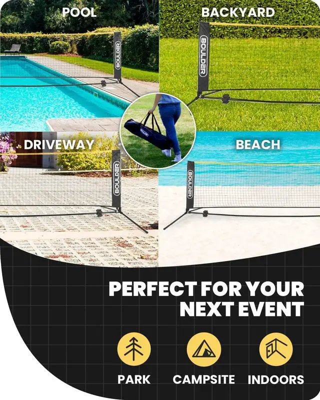 Alt view image 3 of 7 - Sports All-in-One Pickleball & Badminton Set - Portable, Adjustable Net with Paddles & Rackets