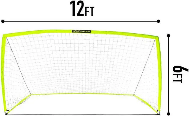Alt view image 2 of 7 - Blackhawk Backyard Soccer Goal - Portable Kids Soccer Net - Pop Up Folding Indoor + Outdoor Goals - 12' x 6' - Optic Yellow