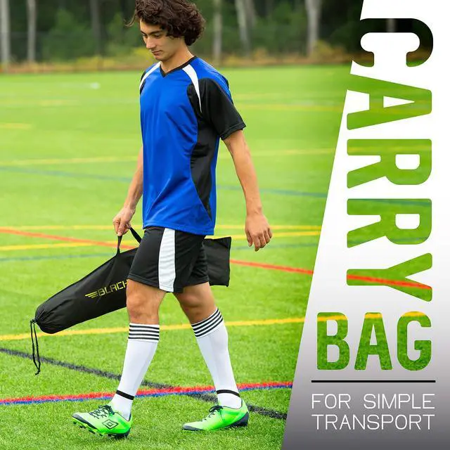 Alt view image 3 of 7 - Blackhawk Backyard Soccer Goal - Portable Kids Soccer Net - Pop Up Folding Indoor + Outdoor Goals - 12' x 6' - Optic Yellow