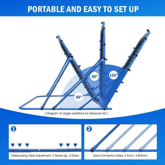 Alt view image 2 of 7 - 4.8x3.7FT Soccer Rebounder Net, Quick-Switch Angle Soccer Training for Control, Passing Practice, Easy Setup Rebounder Gifts & Equipment for Kids,Teens & Adults