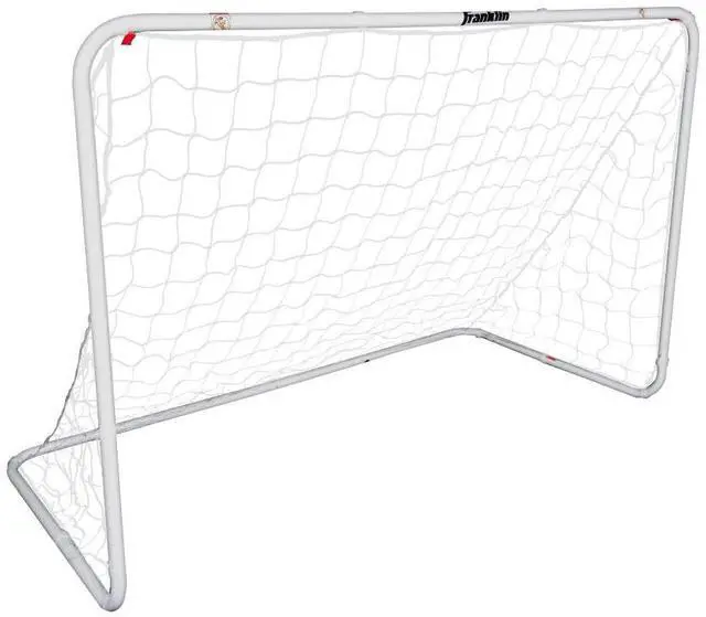 Main image of Competition Soccer Goal - Steel Backyard Soccer Goal with All Weather Net - Includes 6 Ground Stakes - 6'x4' - Silver