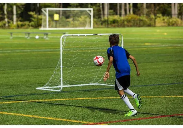 Alt view image 2 of 6 - Competition Soccer Goal - Steel Backyard Soccer Goal with All Weather Net - Includes 6 Ground Stakes - 6'x4' - Silver