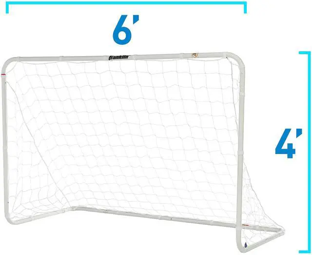 Alt view image 3 of 6 - Competition Soccer Goal - Steel Backyard Soccer Goal with All Weather Net - Includes 6 Ground Stakes - 6'x4' - Silver