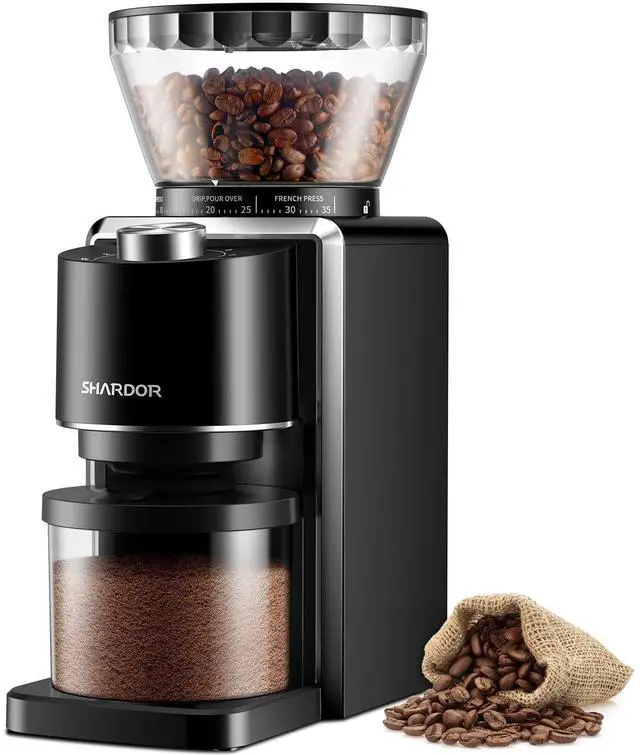 Main image of Conical Burr Coffee Grinder, Electric Coffee Bean Grinder with 35 Grind Settings, Adjustable for 212 Cups, Anti-Static Design, Black