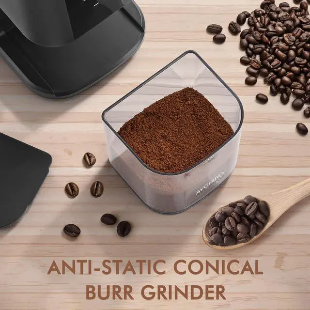 Alt view image 6 of 7 - Burr Coffee Grinder Electric, Adjustable Burr Mill with 30 Grinding Settings, Coffee Bean Grinder with Touchscreen, 2-12 Cups