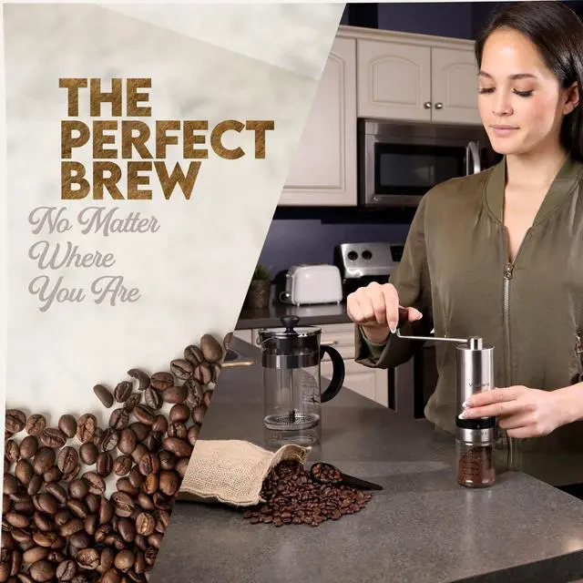 Alt view image 5 of 7 - Coffee Grinder Manual Capacity 32g - Stainless Steel Conical Burr Coffee Grinder Hand, Manual Coffee Grinder Espresso with Adjustable Settings, Portable Coffee Bean Grinder for French Press