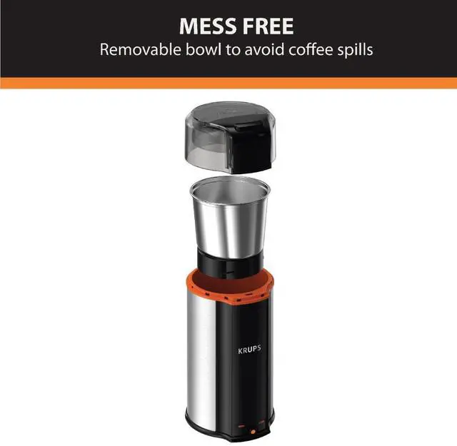 Alt view image 3 of 7 - 3oz Coffee Grinder, Ultimate Silent Vortex Plastic and Stainless Steel Grinder with Removable Bowl Mess-Free, 8 Times Quieter, 2 Speeds 240 Watts,Dry Herbs,Dishwasher Safe,12 cups ground Silver