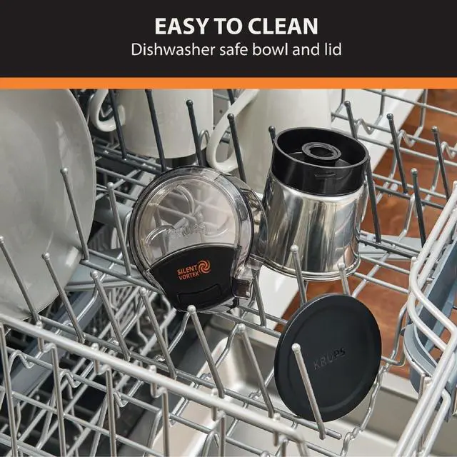 Alt view image 5 of 7 - 3oz Coffee Grinder, Ultimate Silent Vortex Plastic and Stainless Steel Grinder with Removable Bowl Mess-Free, 8 Times Quieter, 2 Speeds 240 Watts,Dry Herbs,Dishwasher Safe,12 cups ground Silver