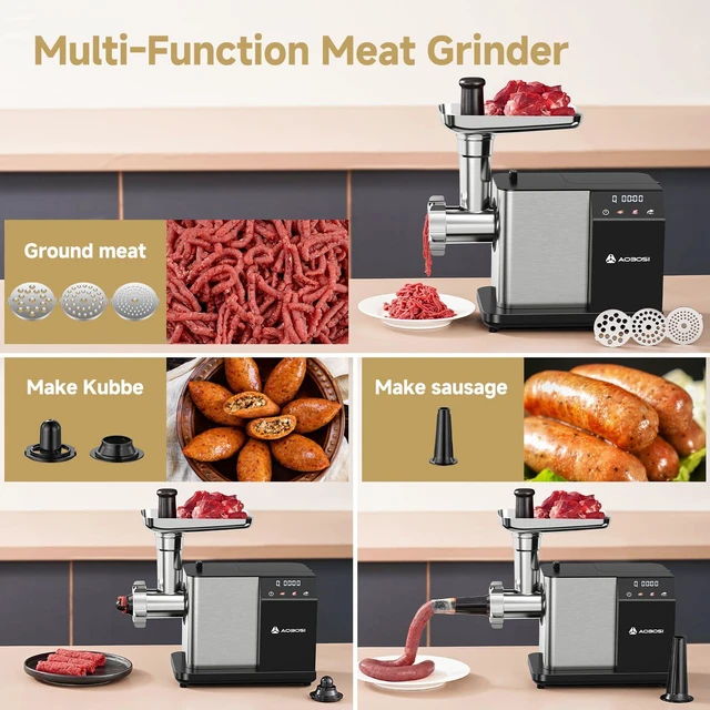 Alt view image 5 of 7 - Electric Meat Grinder w/ 3 Speed Touch Screen Control, 3000W Max | Built-in Storage, 4lbs/min, 3-in-1 for Sausage, Burger & Raw Pet Food for Home Kitchen, LFGB Approved, Easy Cleanup
