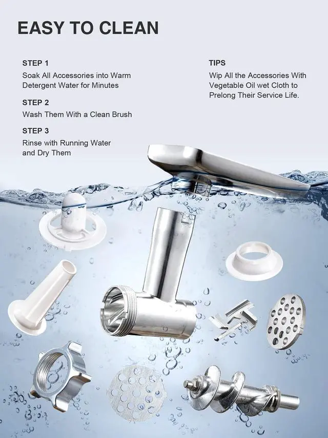 Alt view image 3 of 6 - 3000W Max Heavy Duty Electric Meat Grinder with Sausage Stuffer Maker & Kubbe Kit, 2 Stainless Steel Grinding Plates for Home & Restaurant(Silve&Black)