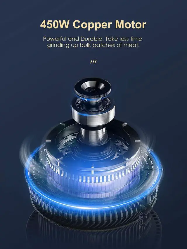 Alt view image 2 of 6 - 3000W Max Heavy Duty Electric Meat Grinder with Sausage Stuffer Maker & Kubbe Kit, 2 Stainless Steel Grinding Plates for Home & Restaurant(Silve&Black)