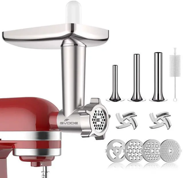 Main image of Metal Meat Grinder Attachment for Stand Mixer, Meat Grinder for Kitchen Aid Includes 4 Grinding Plates, 3 Sausage Stuffer Tubes, 2 Grinding Blades, Food Grinder Attachment for