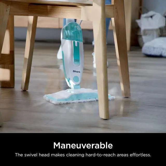 Alt view image 7 of 7 - Steam Mop with 2 Machine Washable Dirt Grip Pads, Removable Water Tank, Lightweight, Steam Cleaner for sealed Hard Floors, Marble, Stone, Hardwood, Tile, Laminate, White/Seafoam, S1000