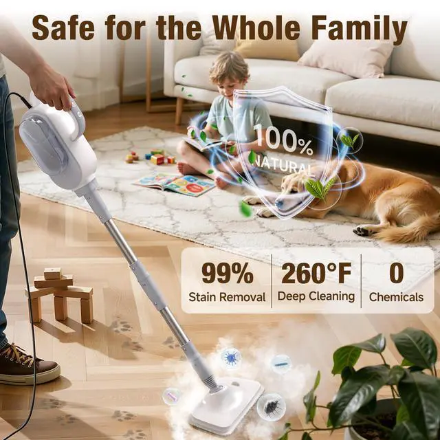 Alt view image 2 of 7 - Steam Mop, 13-in-1 Powerful Handheld Steam Cleaner with 13 Accessories, 500ML Removable Tank, 23FT Power Cable, Detachable Steam Mops for Floor Cleaning, Tiles, Windows, Tile Grout, Carpets, Furniture