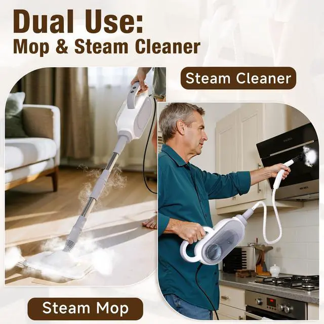 Alt view image 5 of 7 - Steam Mop, 13-in-1 Powerful Handheld Steam Cleaner with 13 Accessories, 500ML Removable Tank, 23FT Power Cable, Detachable Steam Mops for Floor Cleaning, Tiles, Windows, Tile Grout, Carpets, Furniture