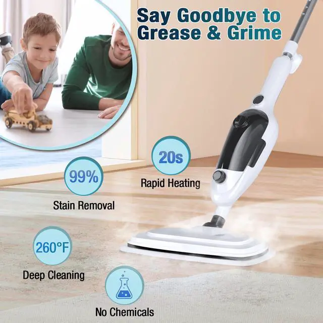 Alt view image 3 of 7 - Steam Mop - 11-in-1 Steam Cleaner for Home with 15.2 OZ Water Tank & 23FT Power Cord, Detachable Steam Mops for Floor Cleaning MultiPurpose Steamer for Hardwood, Tile, Furniture with 11 Accessories