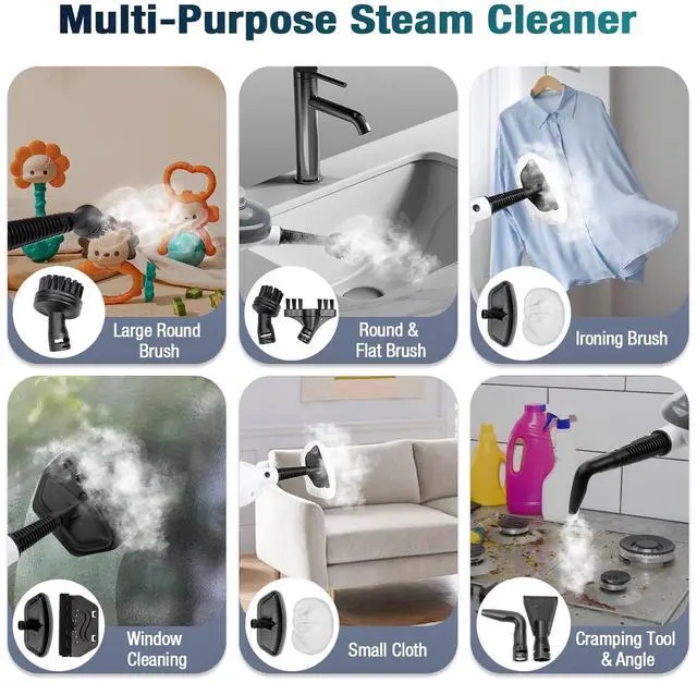 Alt view image 6 of 7 - Steam Mop - 11-in-1 Steam Cleaner for Home with 15.2 OZ Water Tank & 23FT Power Cord, Detachable Steam Mops for Floor Cleaning MultiPurpose Steamer for Hardwood, Tile, Furniture with 11 Accessories