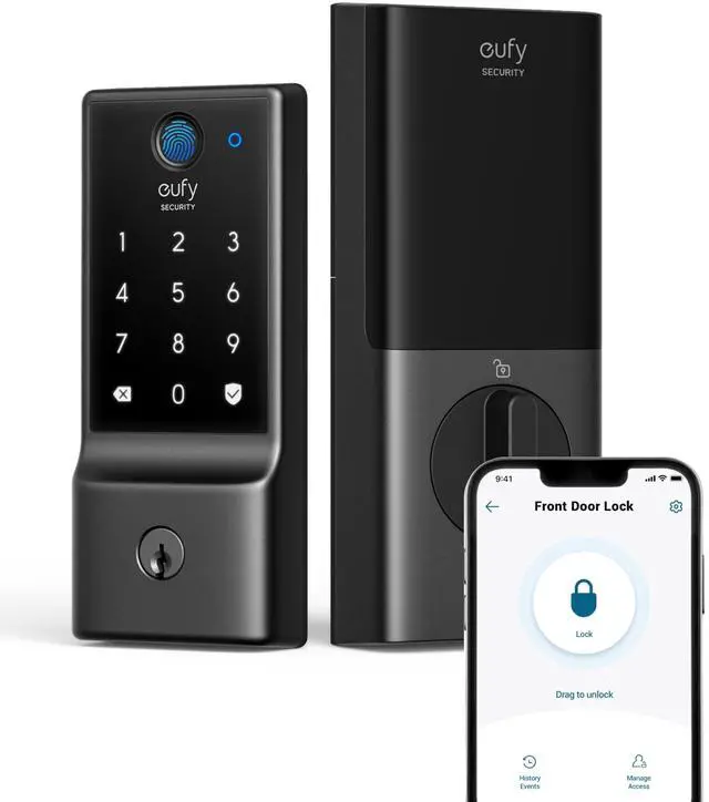 Main image of Smart Lock C220, Fingerprint Keyless Entry Door Lock, Built-in Wi-Fi, App Remote Control, Front Door Smart Lock Deadbolt, 8Months Battery, Reliable Power, IP53 Waterproof, BHMA Grade 3