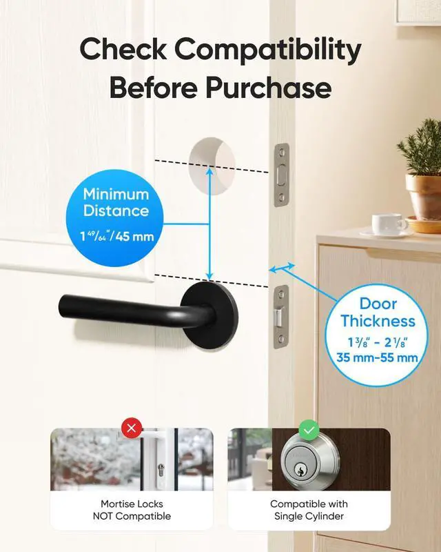 Alt view image 4 of 4 - Smart Lock C220, Fingerprint Keyless Entry Door Lock, Built-in Wi-Fi, App Remote Control, Front Door Smart Lock Deadbolt, 8Months Battery, Reliable Power, IP53 Waterproof, BHMA Grade 3