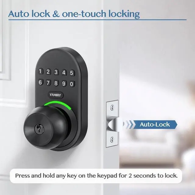 Alt view image 3 of 6 - Keypad Smart Door Knob Lock, Keyless Entry Digital Lock with Handle, Electronic Code Knob for Front Door, Easy Installation