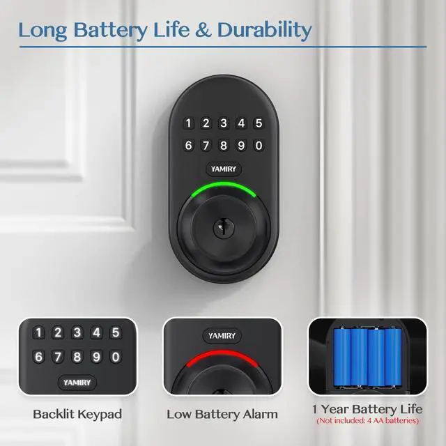 Alt view image 5 of 6 - Keypad Smart Door Knob Lock, Keyless Entry Digital Lock with Handle, Electronic Code Knob for Front Door, Easy Installation
