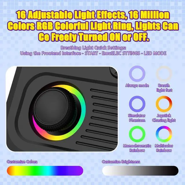 Alt view image 5 of 7 - R36T Retro Gaming Console, 3.5'' IPS Screen CRT-Inspired, Handheld Game Console with 18000+ Classic Games Supports WiFi Networked Fighting and OTG, 3500mAh Battery, with Portable Case(Black 64GB)