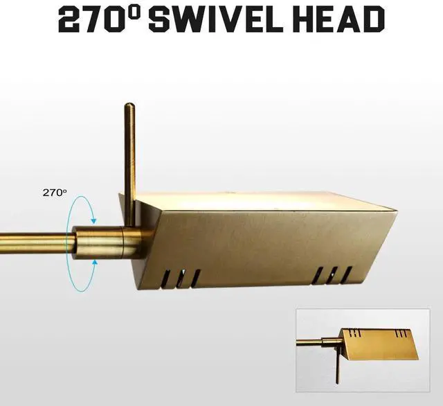 Alt view image 4 of 7 - Dimmable LED Pharmacy Floor Lamp, 12W LED, Full Range Dimming, 360 Degree Swing Arms, Adjustable Heights, Standing Lamp for Reading, Sewing, and Craft, ETL Listed, Antique Brass (Gold)