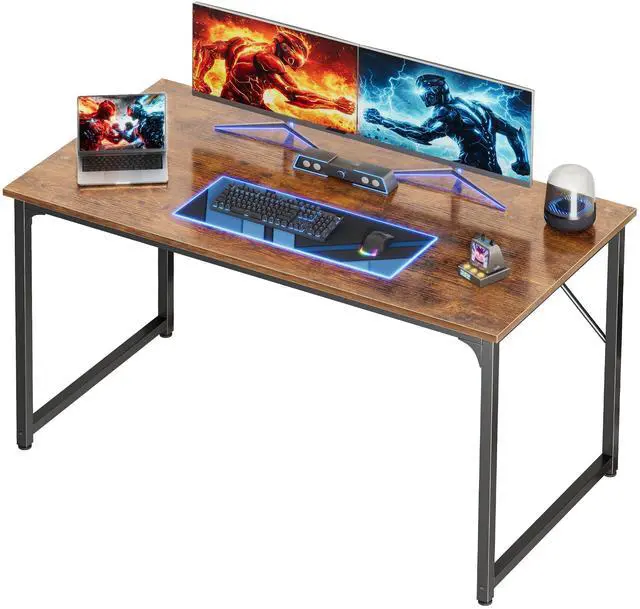 Main image of 47 X 24 Inch Computer Desk with Deeper Desktop, Gaming Office Writing Work Desk for Home Office, Study, Bedroom, Work from Home, Metal Frame, Rustic Brown