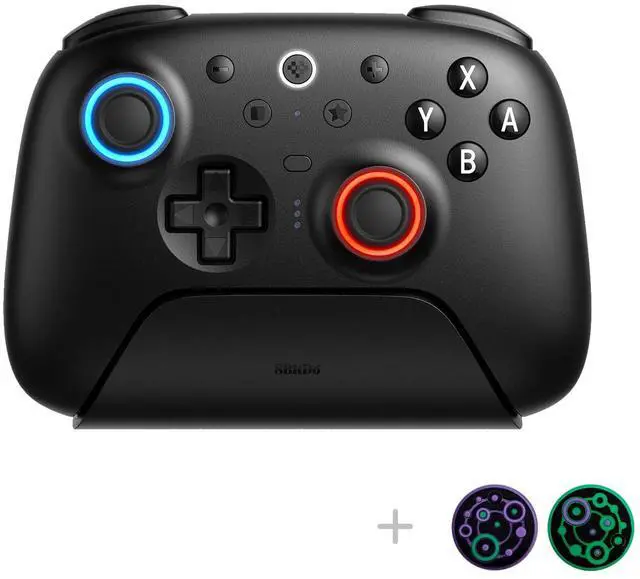 Main image of Ultimate 2 Bluetooth Controller with TMR Joysticks, Switchable Hall Effect/Tactile Triggers, Vibration, Motion Control, RGB Fire Ring and Back Buttons for Switch/Switch 2 & Windows PC - Black