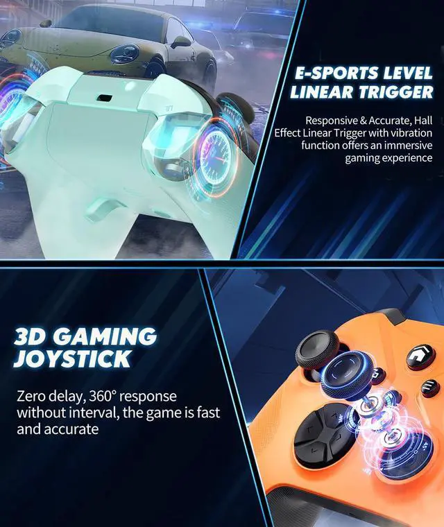 Alt view image 4 of 6 - Wireless Controller for Xbox One/Series X|S & PC, Bluetooth, 2 Vibration Motors, TURBO, Macro, 3.5mm Headphone Jack Orange+Gray - Upgrading with a PC before connecting to X-box