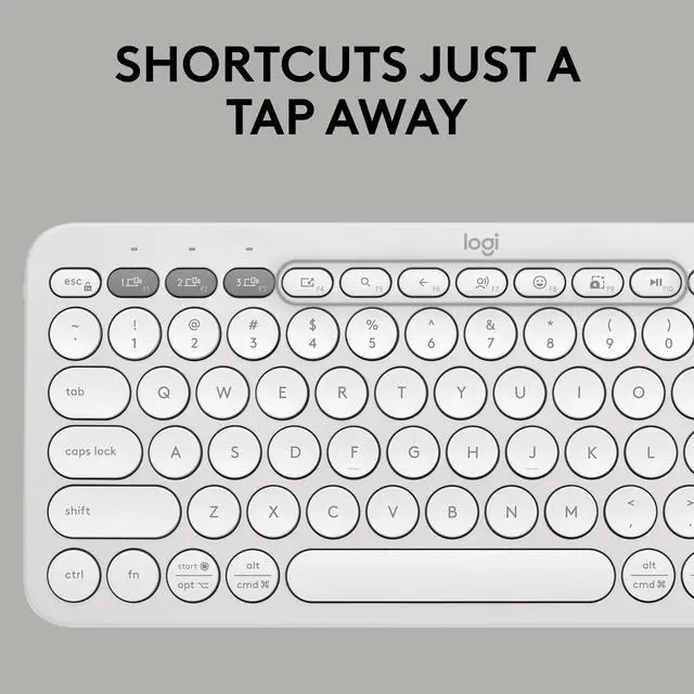Alt view image 5 of 7 - Pebble 2 Combo, Wireless Keyboard and Mouse, Quiet and Portable, Customizable, Logi Bolt, Bluetooth, Easy-Switch for Windows, macOS, iPadOS, Chrome - Tonal White