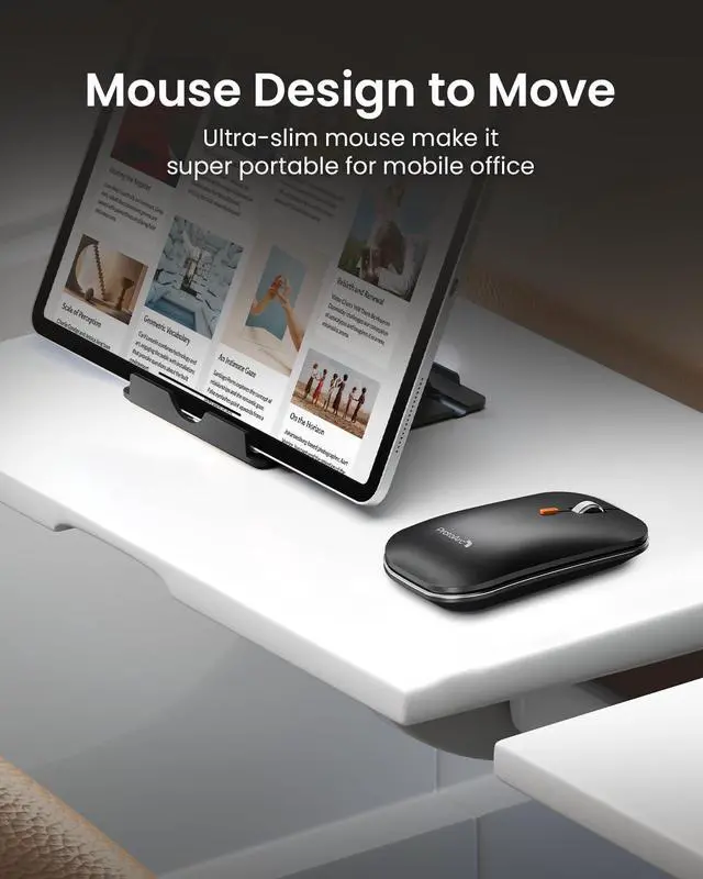 Alt view image 5 of 7 - Foldable Keyboard and Mouse, XKM01 True Full-Size Folding Wireless Keyboard Mouse Combo for Business Travel, a Portable Office Suite On-the-Go, Compatible with Laptop iPad Tablet - Black Gray