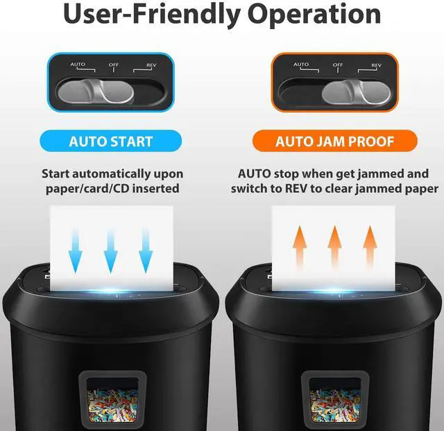 Alt view image 5 of 6 - Paper Shredder 58dB 14-Sheet Cross-Cut Shredder with US Patented Cutter Shreds Card/CD, Heavy Duty Paper Shredding Machine for Home Office with Auto Jam Proof,6.6-Gallon Bin