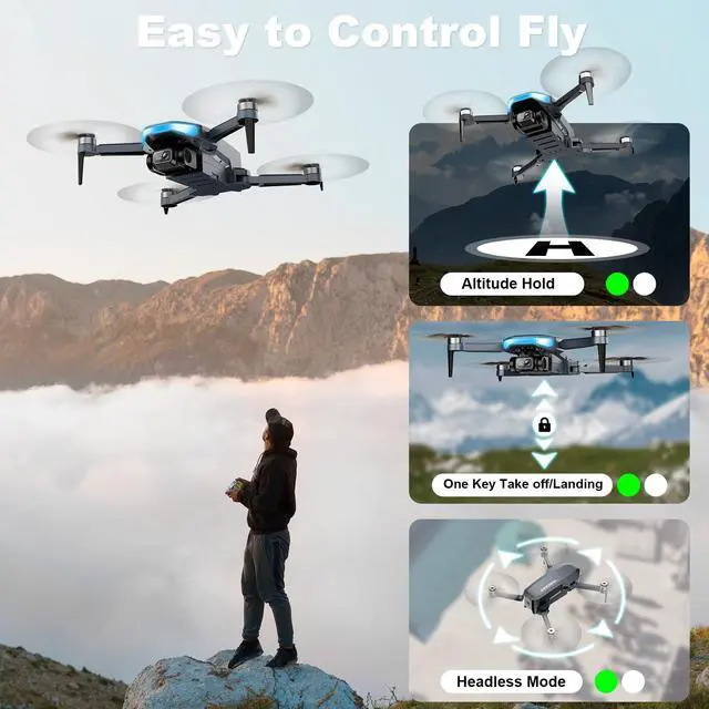 Alt view image 6 of 7 - Drone with Camera for Adults - 2K HD Camera FPV Live Video, GPS Drone with Auto Return, Brushless Motor, Foldable Quadcopter, Follow Me, Headless Mode Remote Control for Kids Toys Gifts or Beginners