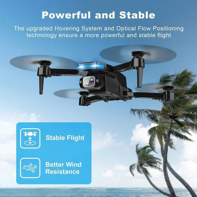 Alt view image 4 of 7 - Drone with 1080P Camera - Foldable Remote Control Quadcopter with Voice Gesture Control, 3D Flip, One Key Start, Emergency Stop, 2 Batteries, Easier to use, Toy for Kids Adult Beginners