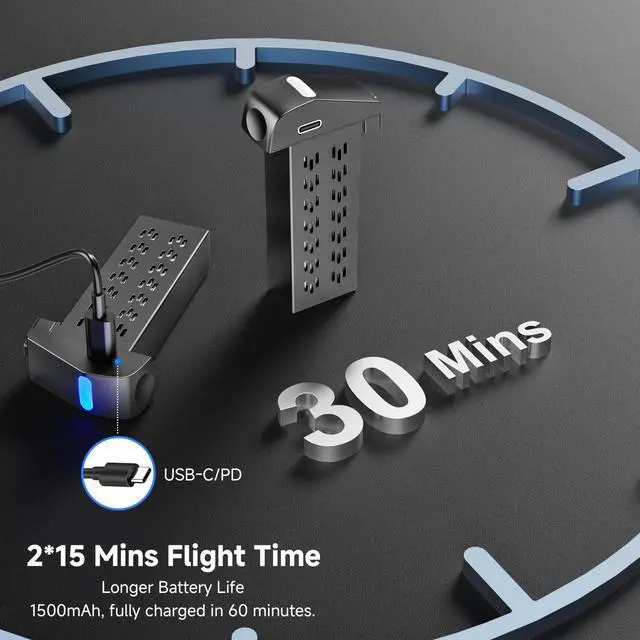 Alt view image 4 of 6 - Drones with Camera for Adults 4K Brushless Motor Drone for Beginners, FPV Foldable RC Quadcopter with Propeller Guards, 2 Batteries, 1500mAh, 130° Lens, WiFi, Voice Control, Gift Toys for Men Boys