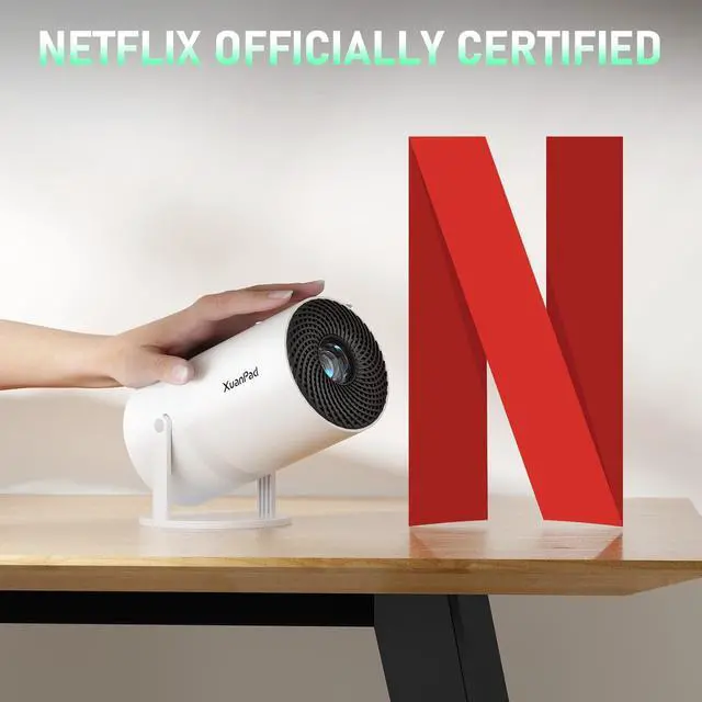 Alt view image 2 of 7 - [Official Netflix & Electric Focus] Projector with WiFi and Bluetooth,  Full HD 1080P Portable Projector, 210° Rotatable Stand, Auto Keystone, Dust Removal and Heat Dissipation Design