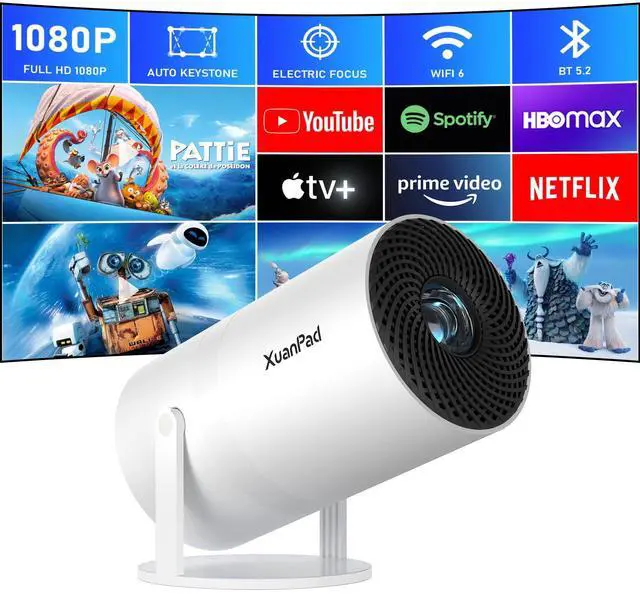 Main image of [Official Netflix & Electric Focus] Projector with WiFi and Bluetooth,  Full HD 1080P Portable Projector, 210° Rotatable Stand, Auto Keystone, Dust Removal and Heat Dissipation Design