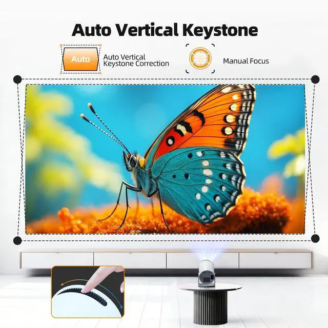 Alt view image 4 of 7 - Projector with WiFi and Bluetooth- Mini Projector, 4K Support Android 11.0 Portable Movie Projector, 270° Rotation Automatic Vertical Keystone Correction, Compatible with iphone/TV Stick/HDMI/USB