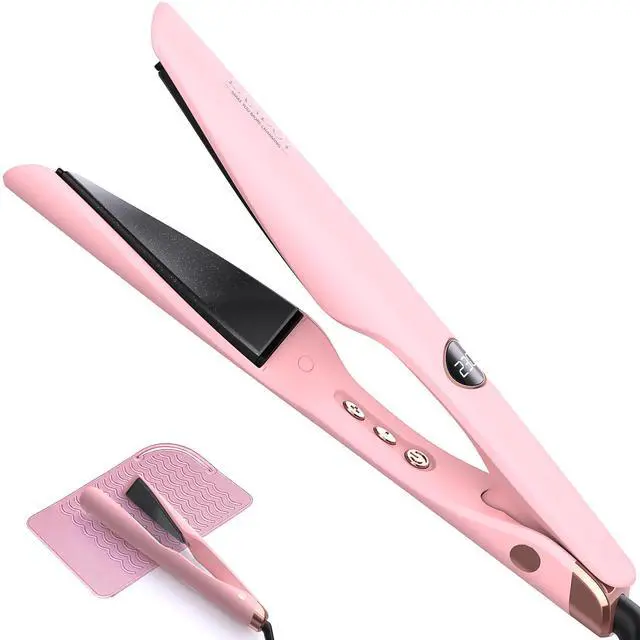 Main image of 2-in-1 Hair Straightener and Curler - Upgrade Twist Flat Curling Iron for Sleek Straight, Bouncy Curls, Beach Waves, Tourmaline Ceramic, Dual Voltage, Adjust Temp 250-450°F for All Hair Types