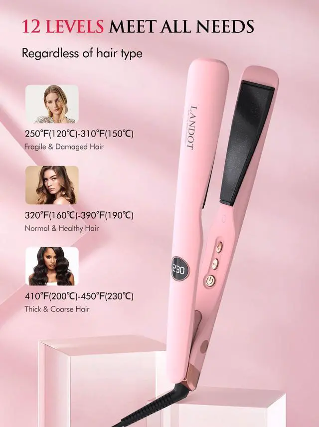 Alt view image 5 of 6 - 2-in-1 Hair Straightener and Curler - Upgrade Twist Flat Curling Iron for Sleek Straight, Bouncy Curls, Beach Waves, Tourmaline Ceramic, Dual Voltage, Adjust Temp 250-450°F for All Hair Types